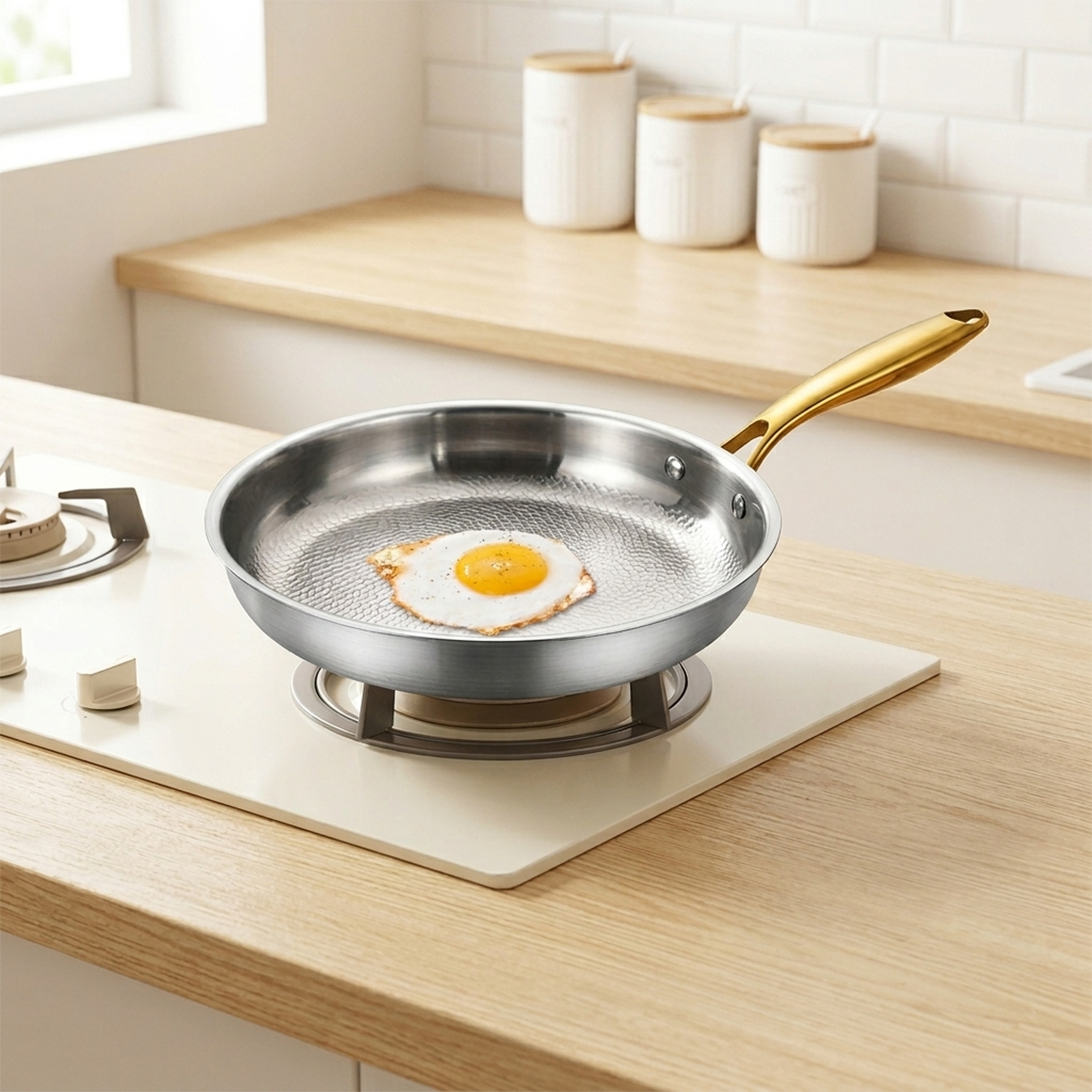 Movoloro 11.8-inch Titanium Wok with Hammered Non-Stick Surface