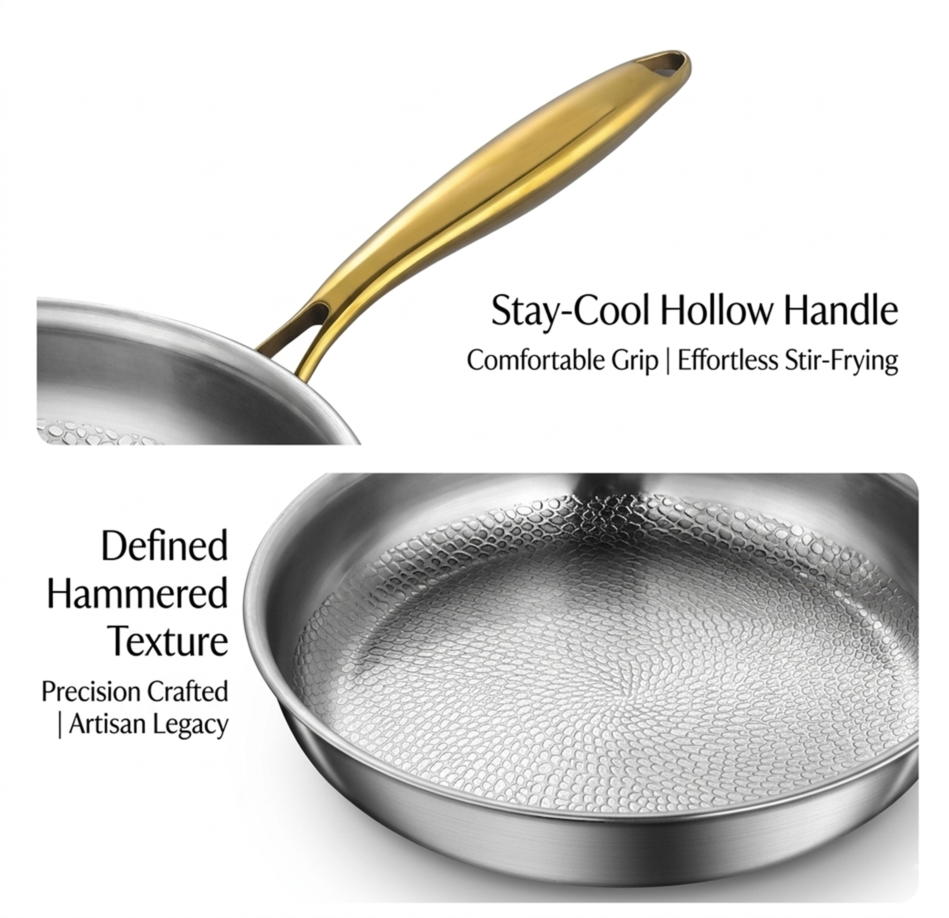 Movoloro 11.8-inch Titanium Wok with Hammered Non-Stick Surface