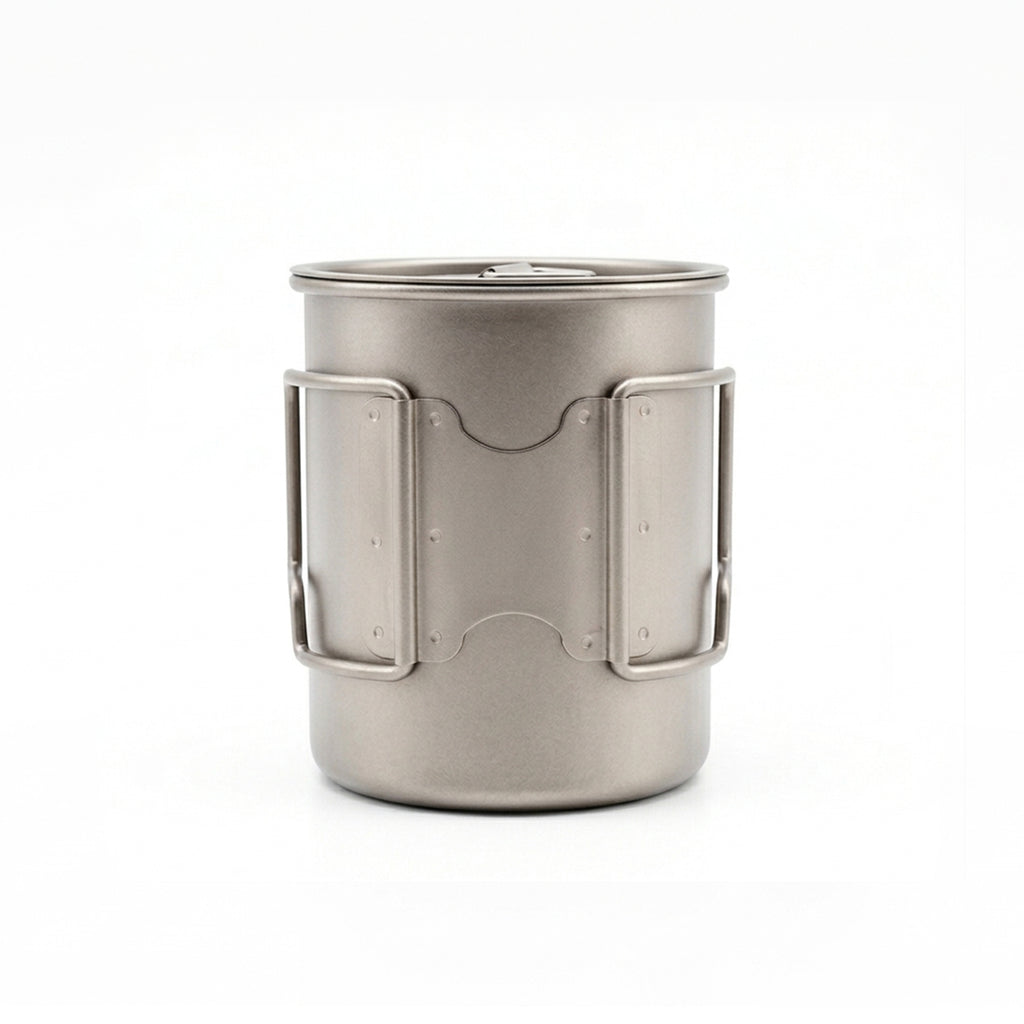 Movoloro 15.2 fl oz Titanium Mug with Folding Handles & Lid